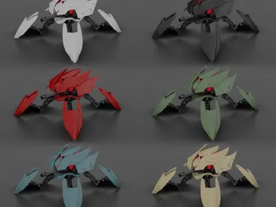 Flamethrower Robot Drone - Game Ready Character PBR low-poly  Low-poly 3D model