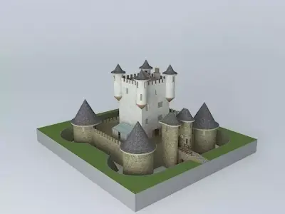 Fortress castle on field Free 3D model