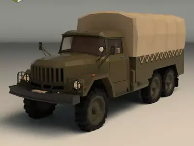 Low Poly Military Truck 01 Low-poly 3D model