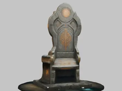 Fantasy Ancient Throne 3D Model Low-poly 3D model