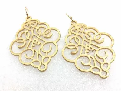 Filigree Earrings gold drop Earrings Metal Filigree Earrings 3D print model