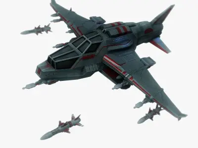 Spaceship fighter 3 game ready Low-poly 3D model