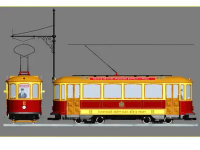 SKODA retro tramway Low-poly 3D model
