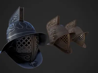 Murmillo gladiator helmet Low-poly 3D model
