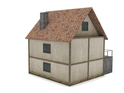 Medieval House Low-poly 3D model 19