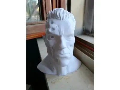 ARNOLD T2 STYLE BATTLE DAMAGED TERMINATOR INSPIRITED BUST 3D print model