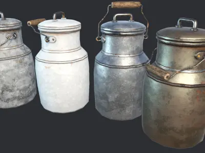Old Rusty Milk Jugs Low-poly 3D model