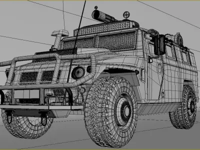 GAS-233014 CTC Tiger army truck 3d model Low-poly 3D model