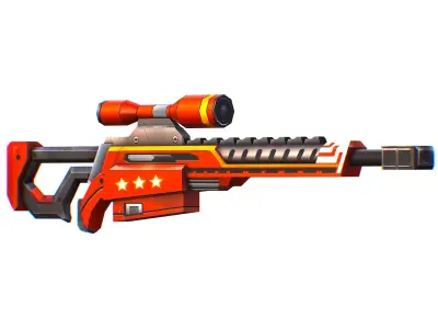 LowPoly Cartoon Sci-Fi Sniper Rifle Future Low-poly 3D model 4