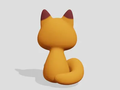 Cute fox sitting  3D model