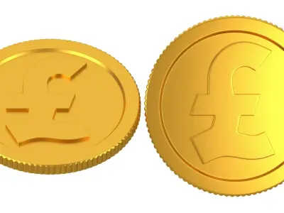 Pound Gold Coin 01 3D model