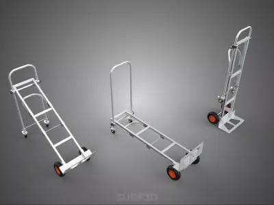 FOLDABLE HAND TRUCK PLATFORM TROLLEY CART FLATBED UPRIGHT TILTED 3D model