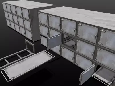 Mortuary Storage Racks 3D Model Low-poly 3D model