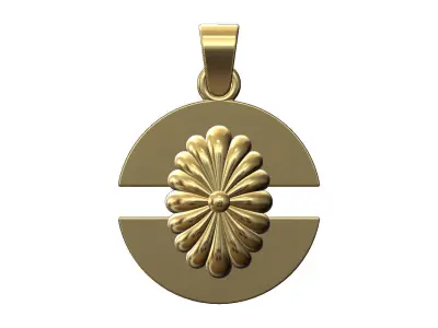 Ribbed ornament split round pendant with bail 3D print model
