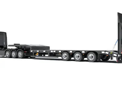 Truck with Platform Trailer 3D model shop
