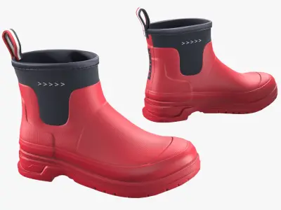 Red Short Rubber Boots 3D model