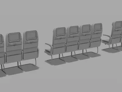economy seats model Low-poly 3D model