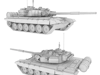 Tank 3d model T90 T34  Low-poly 3D model