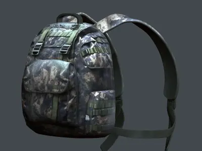 Backpack military combat Black baggage Low-poly Low-poly 3D model buy