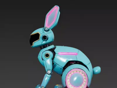 Realistic Cyberpunk Future Easter Bunny 3D Model Low-poly 3D model