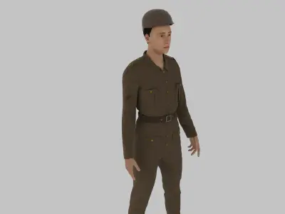 WWII British Soldier Low-poly 3D model