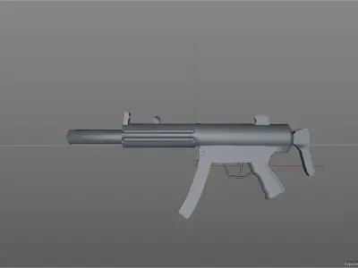 HK5-Silenced gun Free 3D model