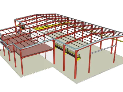 Factory Building Steel Construction indusrial warehouse Hall 3D model