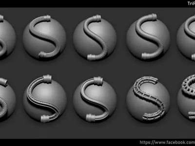 Zbrush - Cables IMM Brush and Meshes 3D model