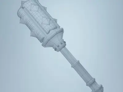 Mace Low-Poly PBR 3D model weapon with spikes Low-poly 3D model