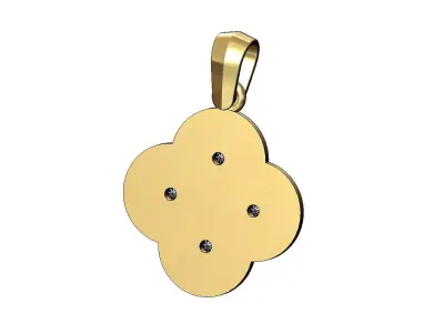 Diamond gothic clover pendant and charm with bail 3D print model
