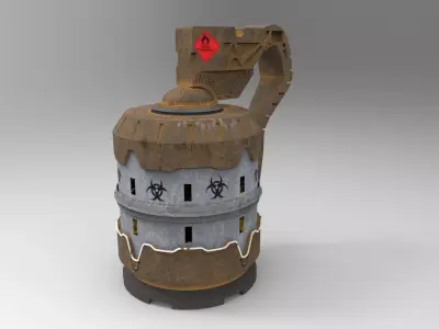 Green Yellow High Poly Grenade 3D model