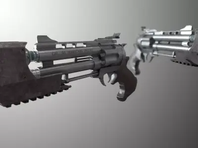 Steampunk model of a revolver Low-poly 3D model