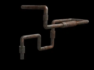 4 types of 3d modeling realistic old rusty pipes folder Low-poly 3D model