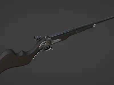 1730 German Percussion Target Rifle Low-poly 3D model