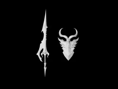 Pure Evil - Sword and Shield Low-poly 3D model