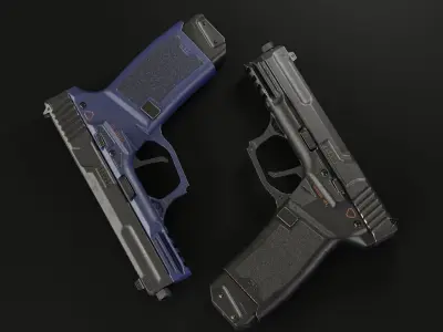 Handgun MK2 lowpoly Low-poly 3D model