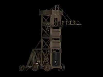 Medieval Siege Weapon - Siege Tower Low-poly 3D model