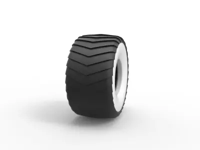 Pulling truck Whitewall tire 1 Scale 1 to 25 3D print model