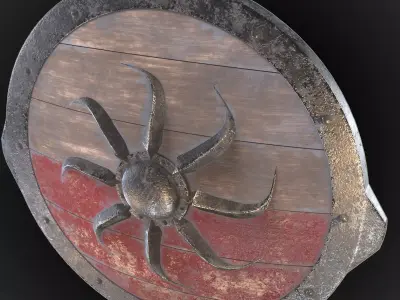 Viking shield Low-poly 3D model 40