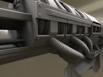 Rail Gun High Poly Version  3D model
