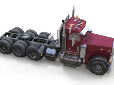 Peterbilt 379 heavy hauler truck Low-poly 3D model