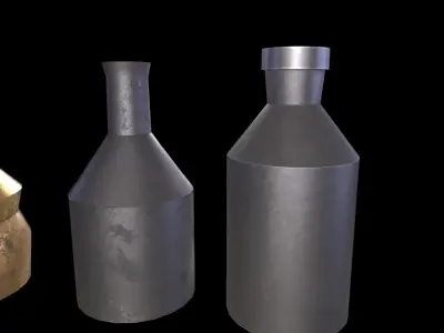 Beverage Bottle and Candle Low-poly 3D model