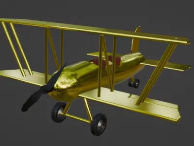 Golden Plane Low-poly 3D model