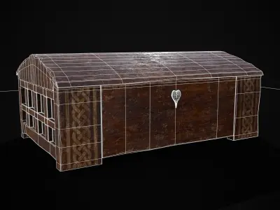 Rustic Medieval Wooden Curved Chest Low-poly 3D model