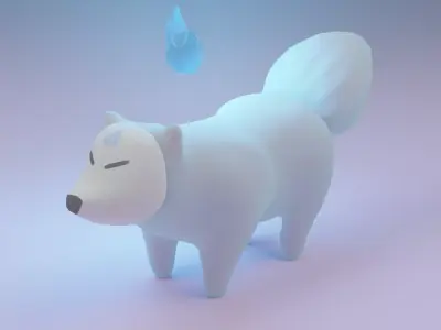 Arctic Mana Fox Low-poly 3D model