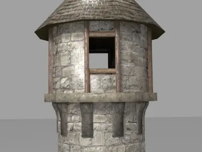 Medieval Tower Wall Low-poly 3D model