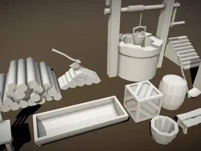 Farm Tools Low-poly 3D model