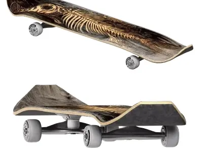 Skateboard with skeleton design 3D model