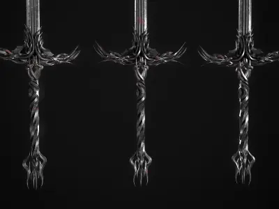 Fantazy Long Sword Medieval Melee Weapon Low-poly 3D model purchase