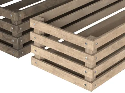 Long Wooden Crates Low-poly 3D model
